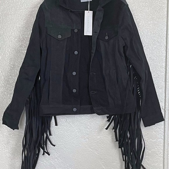 Triarchy / Atelier Denim Black Fringe Jacket - Picture 5 of 8